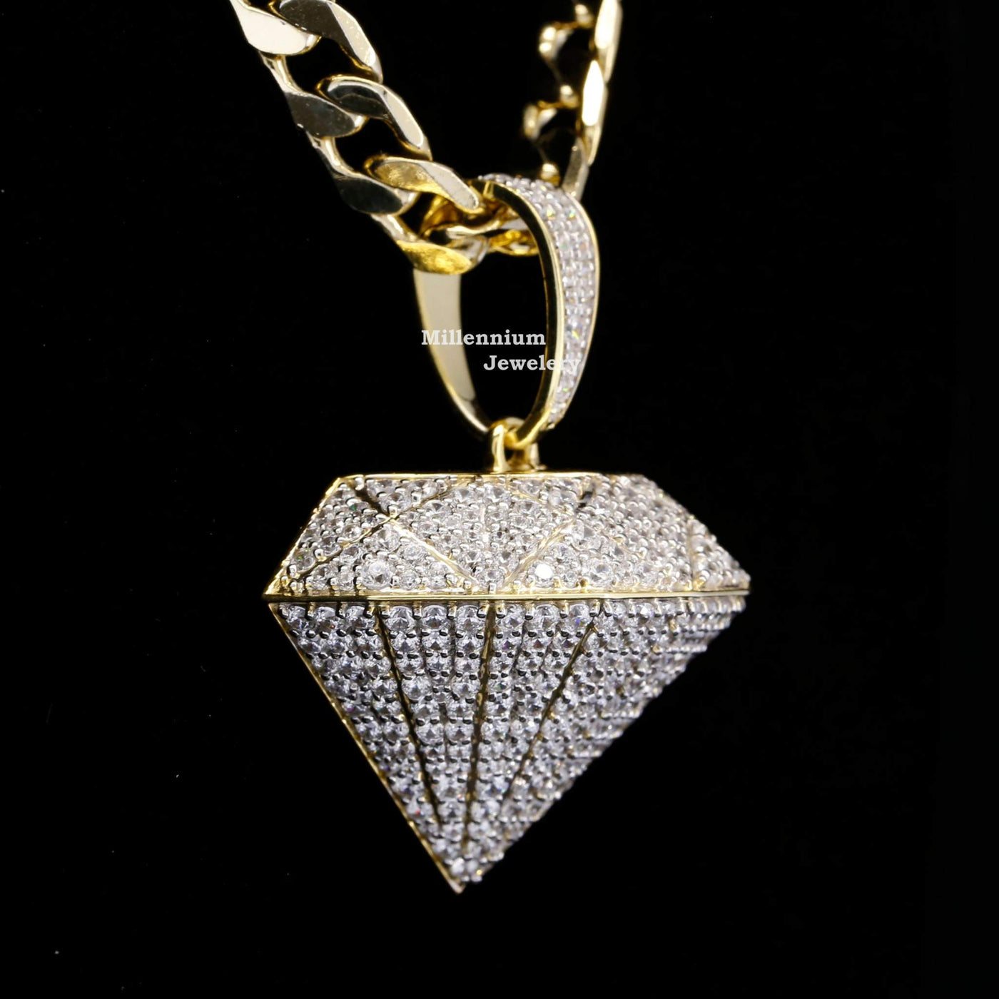 Stylish Diamond Shape Moissanite Iced Out Necklace Pendant With Full Body