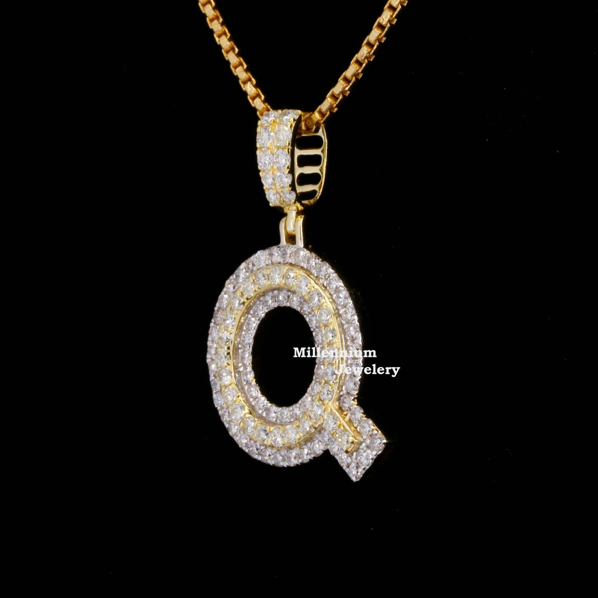 Custom Q Initial Moissanite Diamond Round Shape Hip Hop Pendant Second