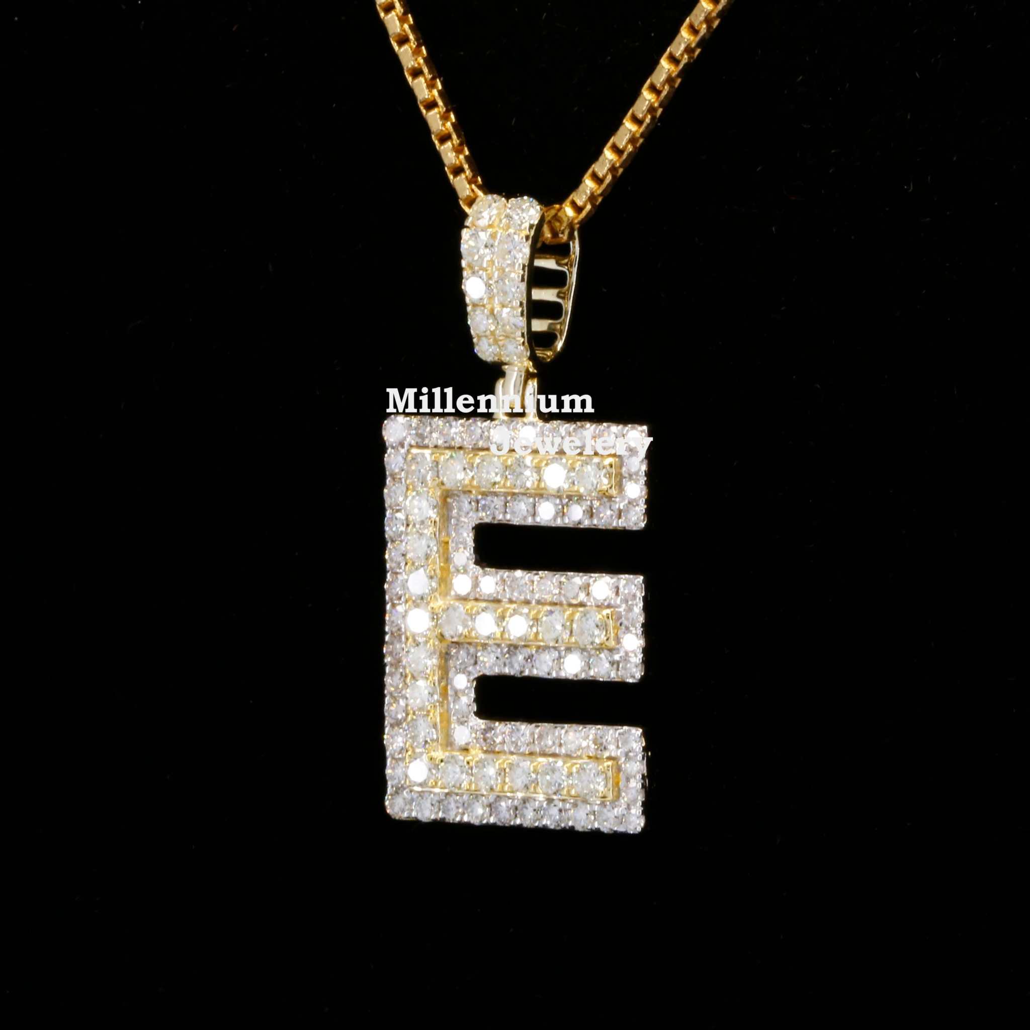 Custom E Initial Moissanite Diamond In Round Shape Hip Hop Pendant Second