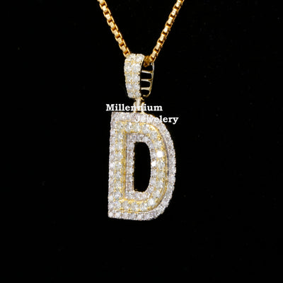 Custom D Initial Moissanite Diamond In Round Shape Hip Hop Pendant Second