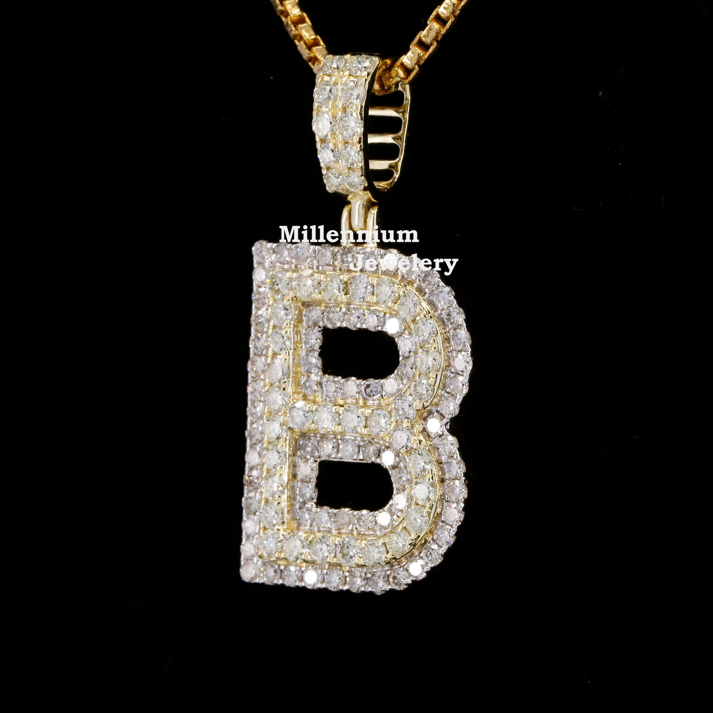 Custom B Initial Moissanite Diamond In Round Shape Hip Hop Pendant Second