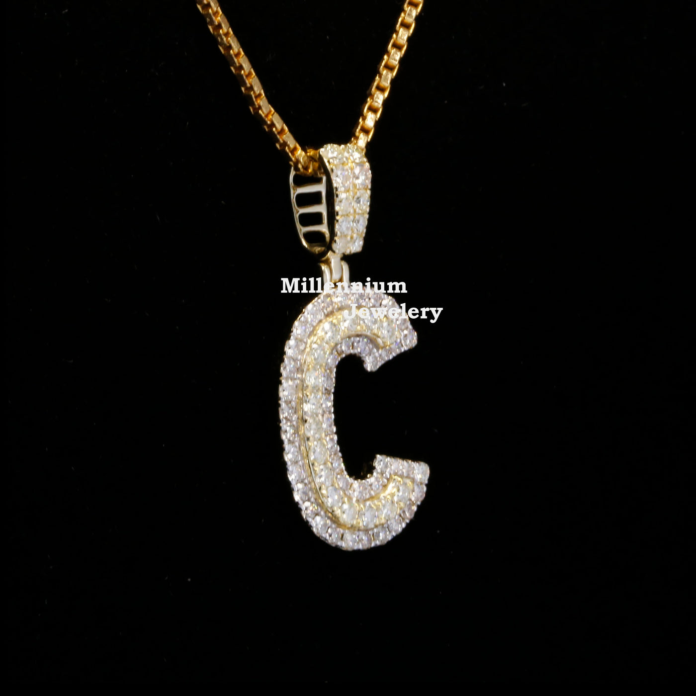 Custom C Initial Moissanite Diamond In Round Shape Hip Hop Pendant Third