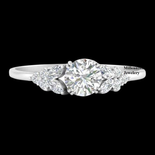 Round Shape Prong Setting Moissanite Diamond Amazing Engagement Ring