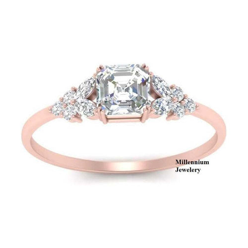 Asscher Cut  2ct Moissanite Diamond Ring