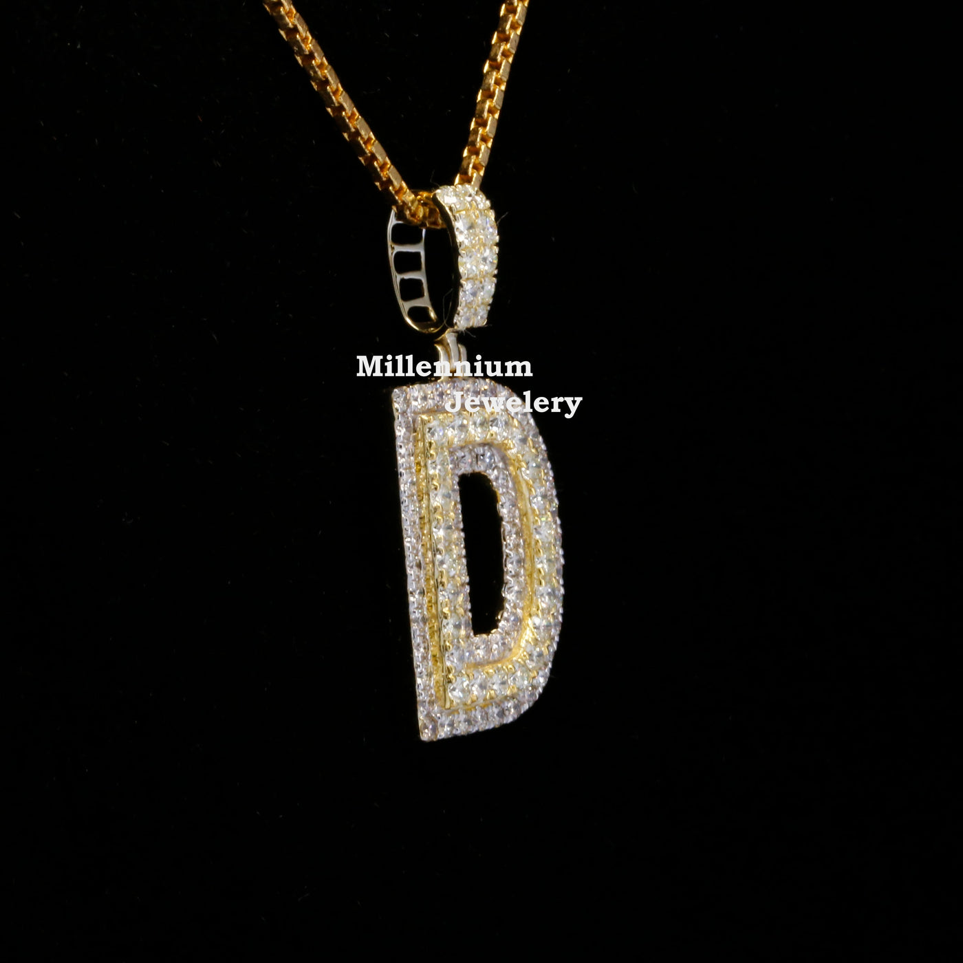 Custom D Initial Moissanite Diamond In Round Shape Hip Hop Pendant Forth