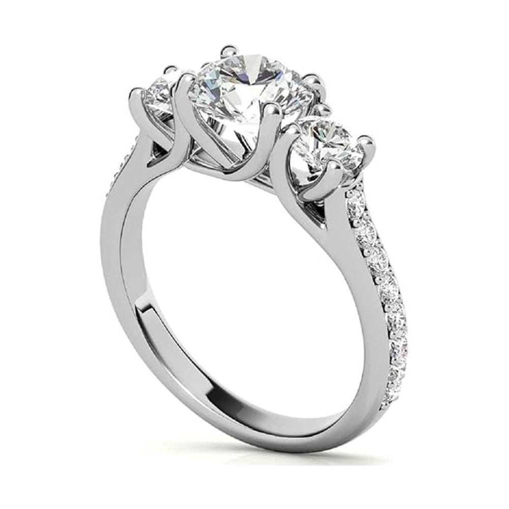 Beautiful 3 Stone Moissanite Engagement Ring For Women Forth