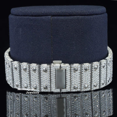 Moissanite Diamond Watch in Unique Style Fully Iced Out Watch Strap Lock