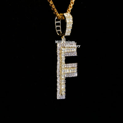 Custom F Initial Moissanite Diamond In Round Shape Hip Hop Pendant Third