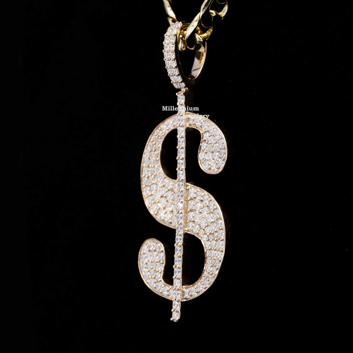 Custom Dollar Sign Fully Moissanite Diamond Embellished Pendant With Unique Style