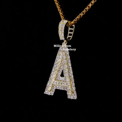 Custom A Alphabet Moissanite Diamond In Round Shape Hip Hop Pendant Third