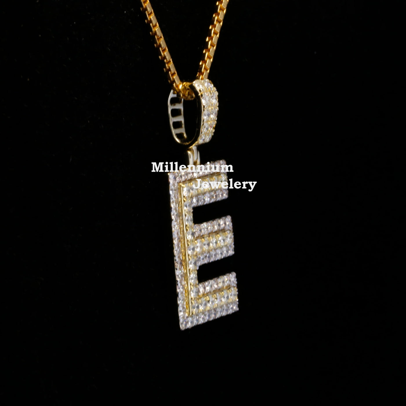 Custom E Initial Moissanite Diamond In Round Shape Hip Hop Pendant Forth