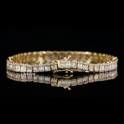 Round And Baguette Moissanite Diamond Hip Hop Bracelet Forth