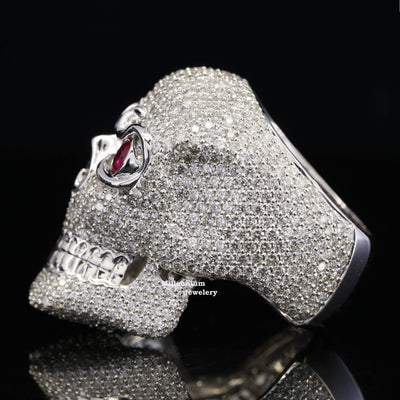 Human Skull Round Moissanite Diamond Hip Hop Ring Third