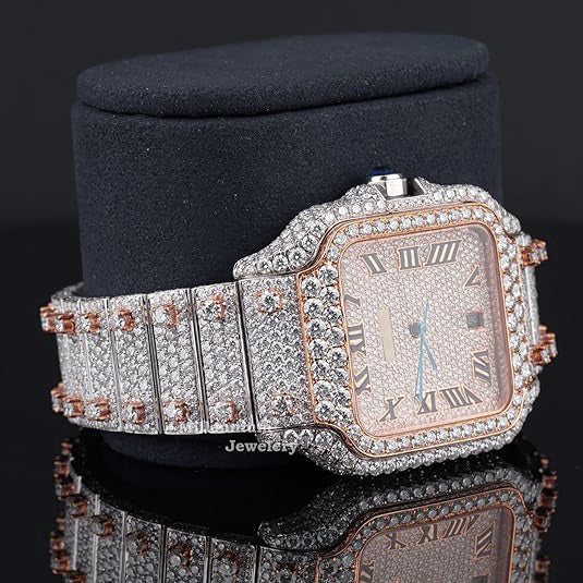 Fabulous Iced Out Roman Style Diamond Watch Automatic