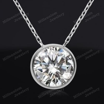 1.2 Carat Moissanite Pendant Necklace 925 Sterling Silver Full Diamond