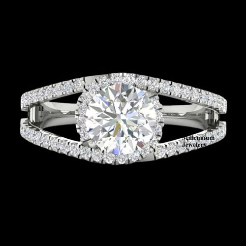 1.70ct Hidden Halo Round Cut Moissanite Diamond Engagement Ring