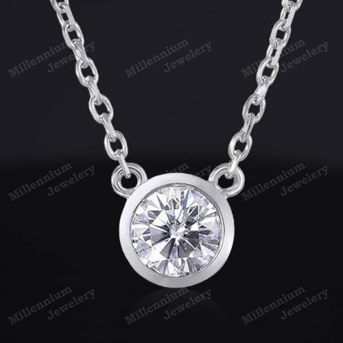 1 Carat Moissanite Diamond Pendant Necklace 925 Silver With Body