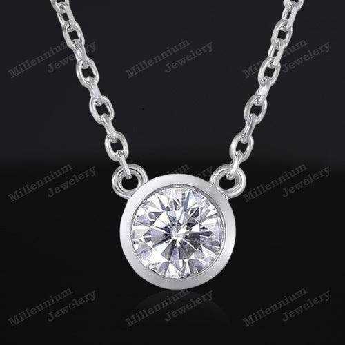 1ct Moissanite Diamond Pendant Necklace 925 Silver