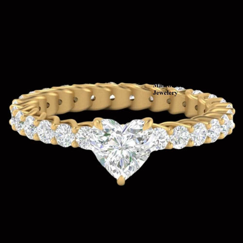 Trellis 1.50ct Moissanite Diamond Heart Shape Eternity Engagement Ring