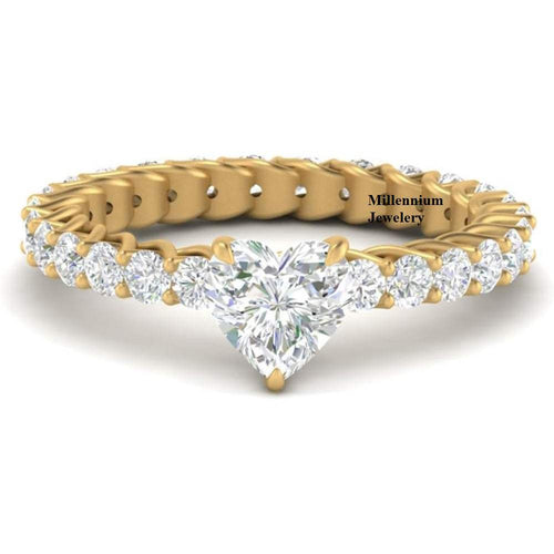 Trellis 1.50ct Moissanite Diamond Heart Shape Eternity Engagement Ring