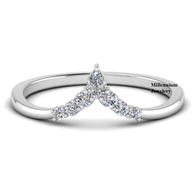 Moissanite 0.80ct Pear Cut Diamond Chevron Awesome Promise Band