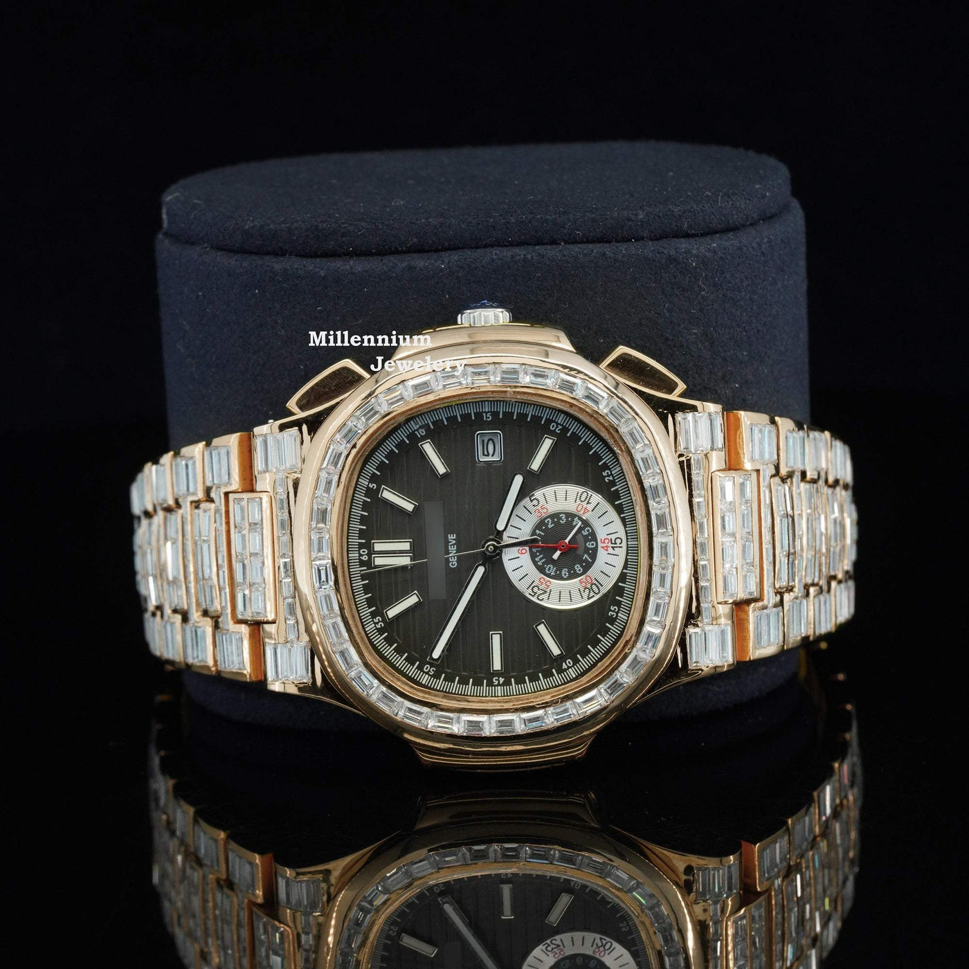 Exceptional Iced Out Automatic Chronograph Waterproof Watch With Diamond