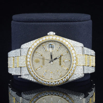 Iced Out Moissanite Watch Diamond Embellished Analog Fully Automatic With White Gold Color Diamond