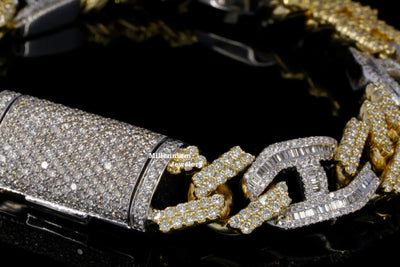 Awesome Moissanite Diamond Cuban Link Yellow and White Tone Bracelets Third