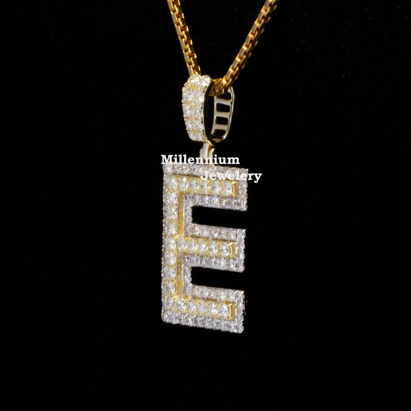 Custom E Initial Moissanite Diamond In Round Shape Hip Hop Pendant Fifth