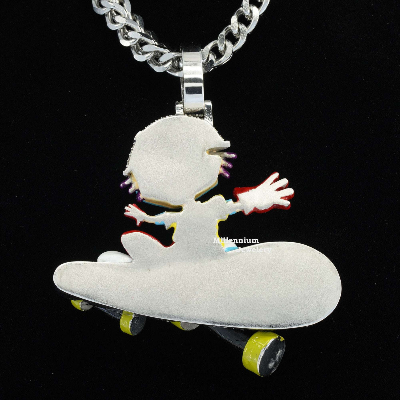 Iced Out Moissanite Diamond Hip Hop Boy With Skateboard Pendant With Full Body