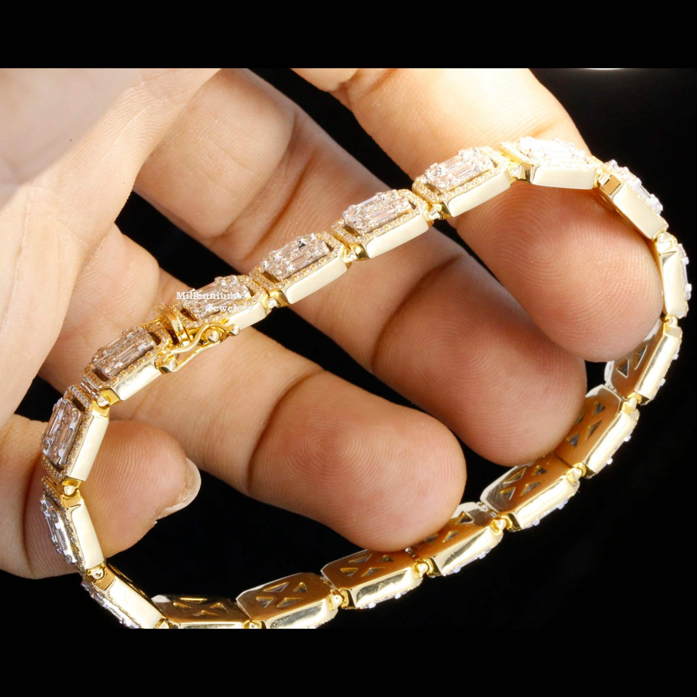 Fabulous Moissanite Round and Baguette Diamond Bracelets Third