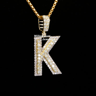 Custom K Initial Moissanite Diamond In Round Shape Hip Hop Pendant Forth