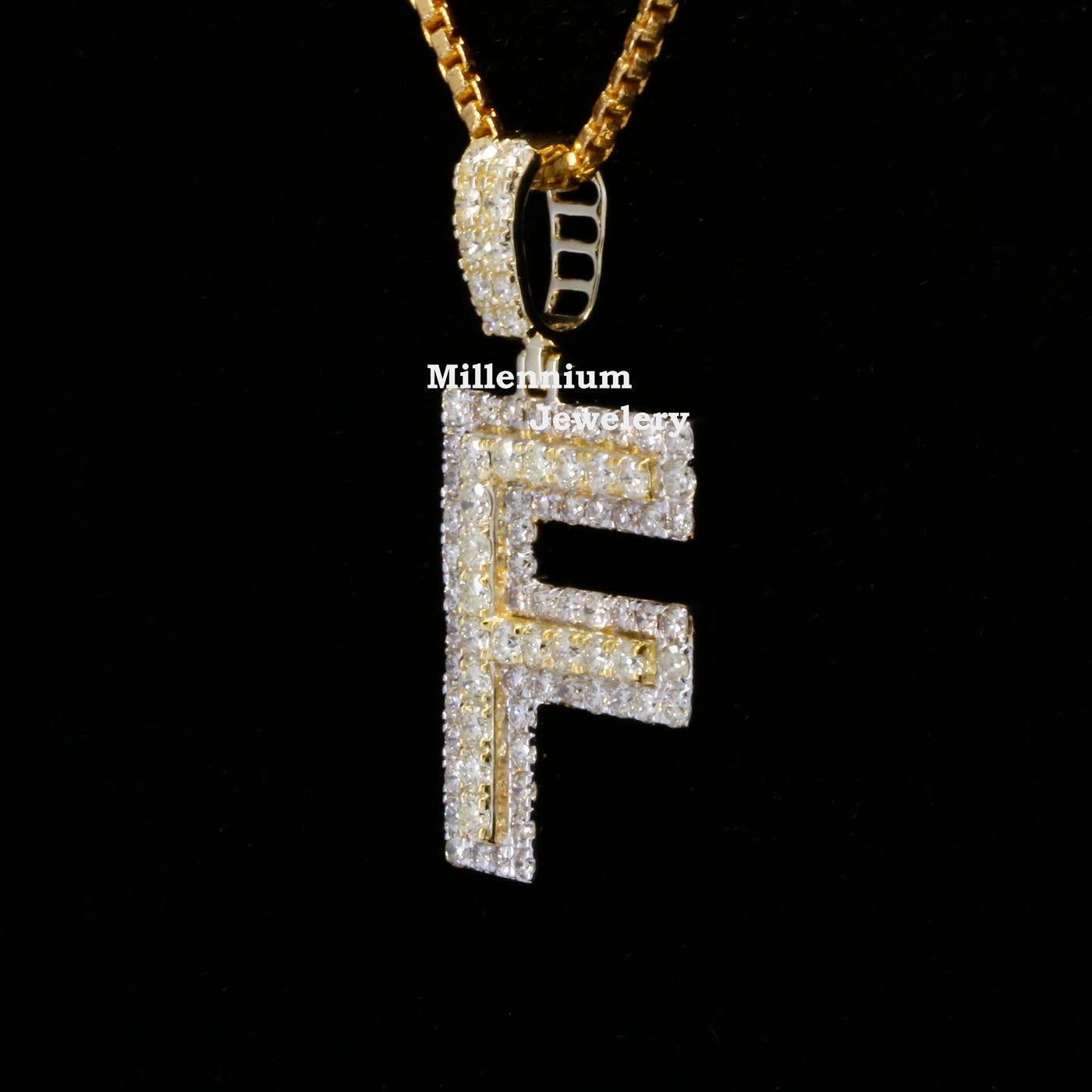 Custom F Initial Moissanite Diamond In Round Shape Hip Hop Pendant Forth