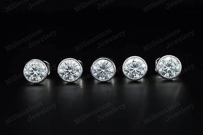 1.50 CT Moissanite Diamond 925 Sterling Silver Push Back Stud Earrings Forth