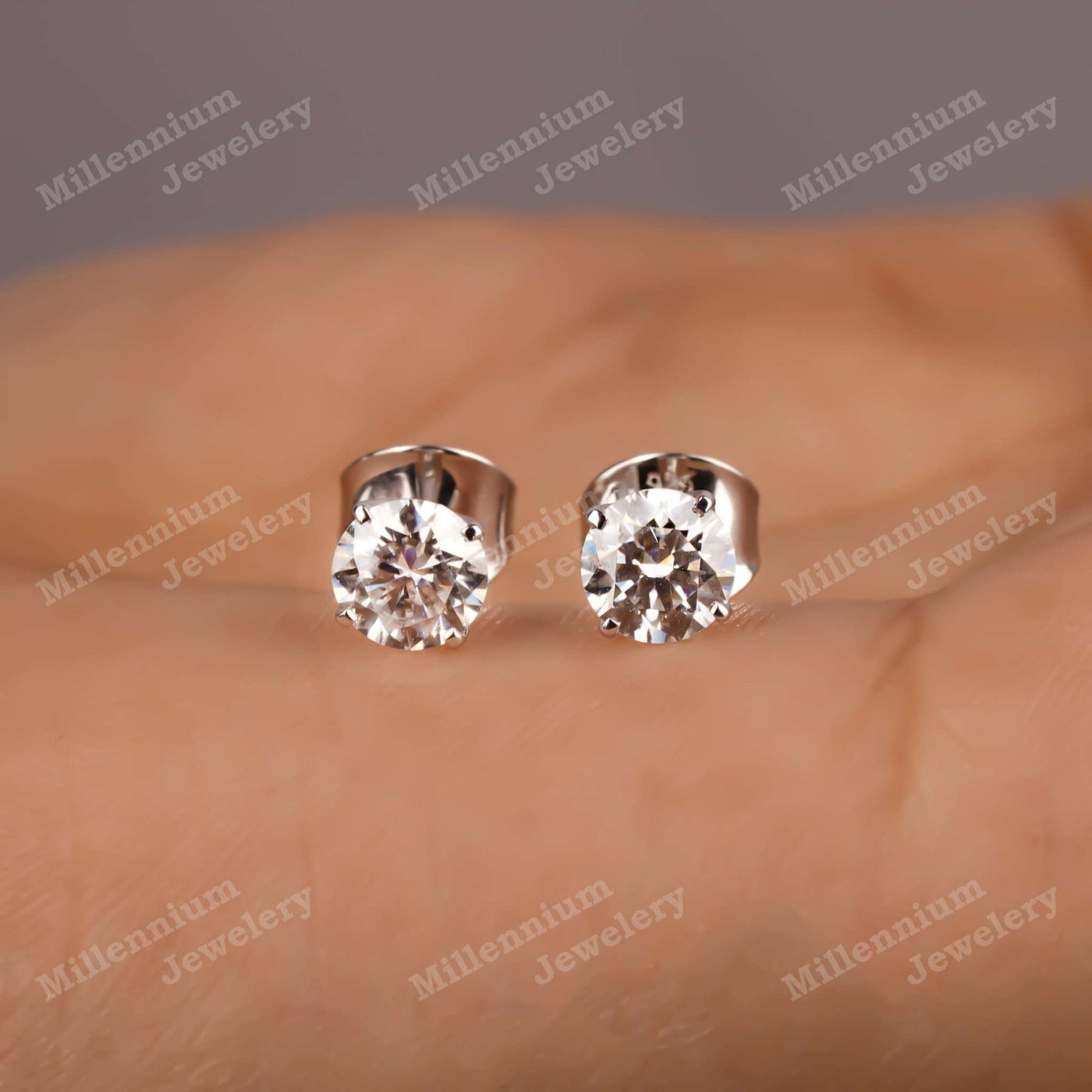 Moissanite 925 Silver Push Back Stud Earrings Second