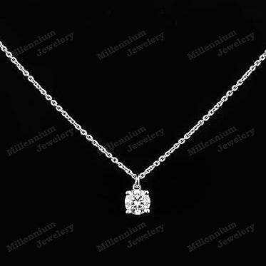 0.75ct Moissanite Pendant Necklace 925 Sterling Silver