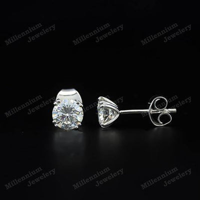 1.50 Carat Moissanite Stud Earrings 925 Sterling Silver Push Forth