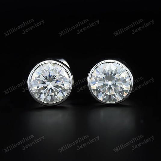 1.50 CT Moissanite Diamond 925 Sterling Silver Push Back Stud Earrings First 