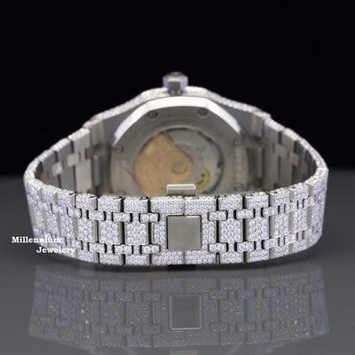 Moissanite Diamond Arabian Number Iced Out Bust Down Automatic Watch With Strap Lock