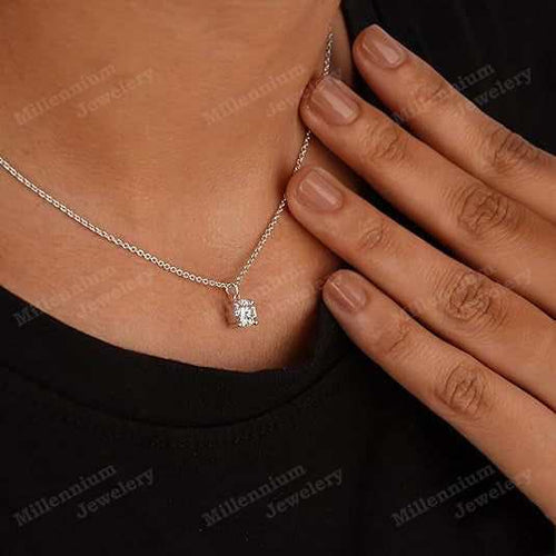 0.75ct Moissanite Pendant Necklace 925 Sterling Silver