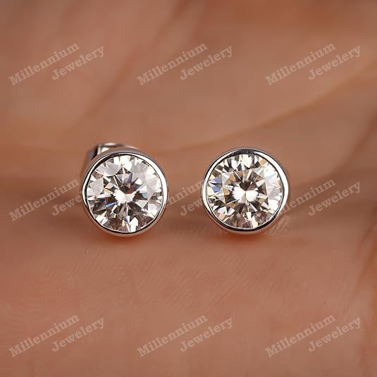 1.50 CT Moissanite Diamond 925 Sterling Silver Push Back Stud Earrings Second