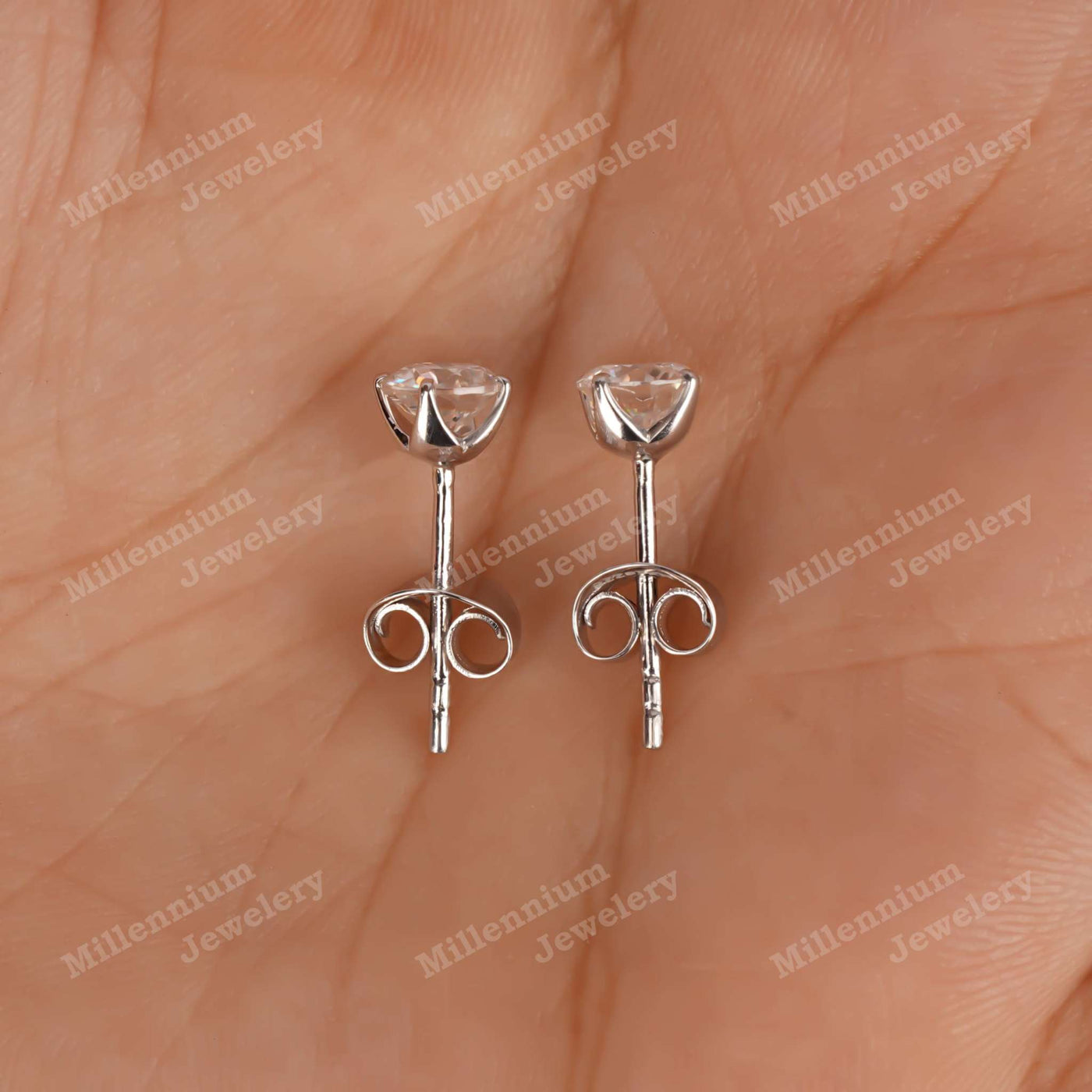 Moissanite 925 Silver Push Back Stud Earrings Forth