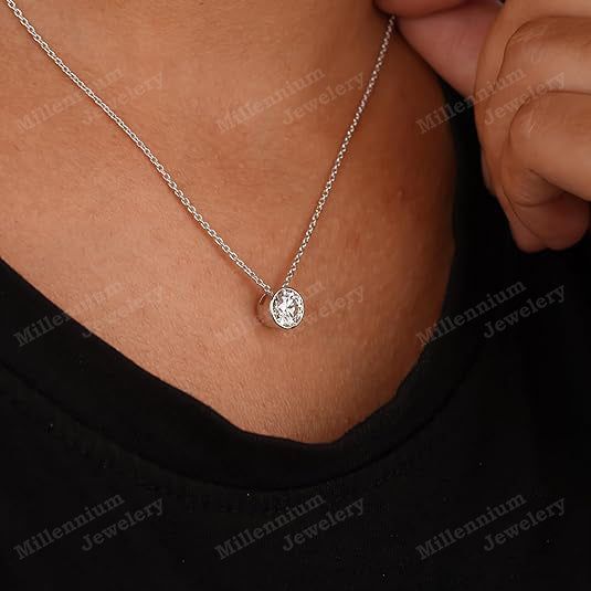 1.2 Carat Moissanite Pendant Necklace 925 Sterling Silver Third