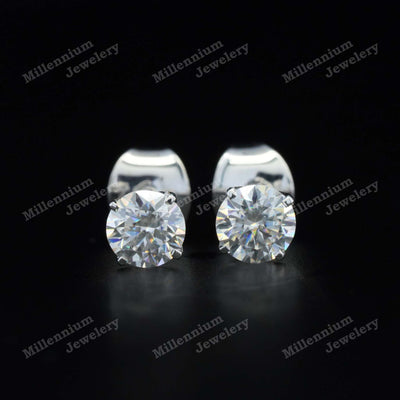 Moissanite 925 Silver Push Back Stud Earrings First