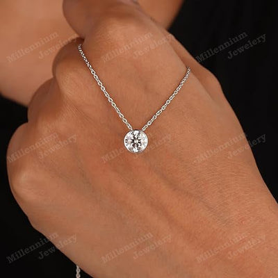 1.2 Carat Moissanite Pendant Necklace 925 Sterling Silver First