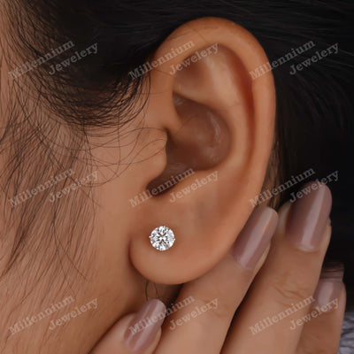 Moissanite 925 Silver Push Back Stud Earrings Fifth