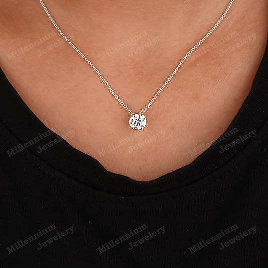 1.2 Carat Moissanite Pendant Necklace 925 Sterling Silver Fifth