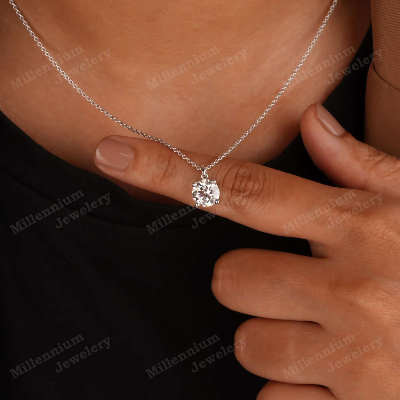 1.75 Carat Moissanite Diamond Pendant Necklace 925 Sterling Silver With Diamond Body