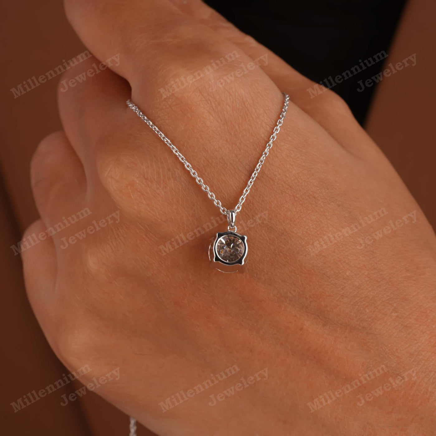 1.75 Carat Moissanite Diamond Pendant Necklace 925 Sterling Silver With Full Body 