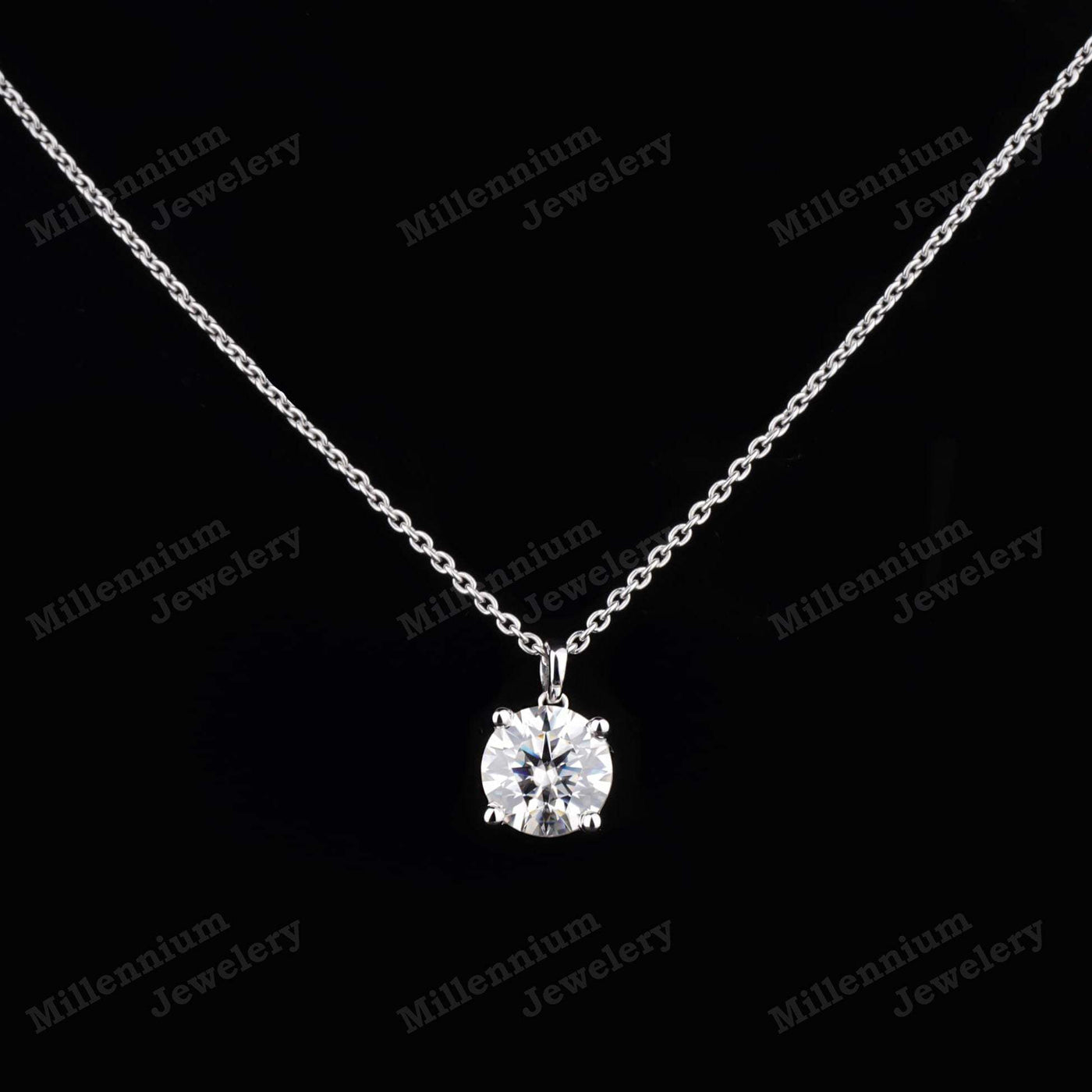 1.75 Carat Moissanite Diamond Pendant Necklace 925 Sterling Silver With Diamond Lock